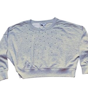 NWT Jessica Simpson Cropped Sweatshirt XL Heathered Grey Studded